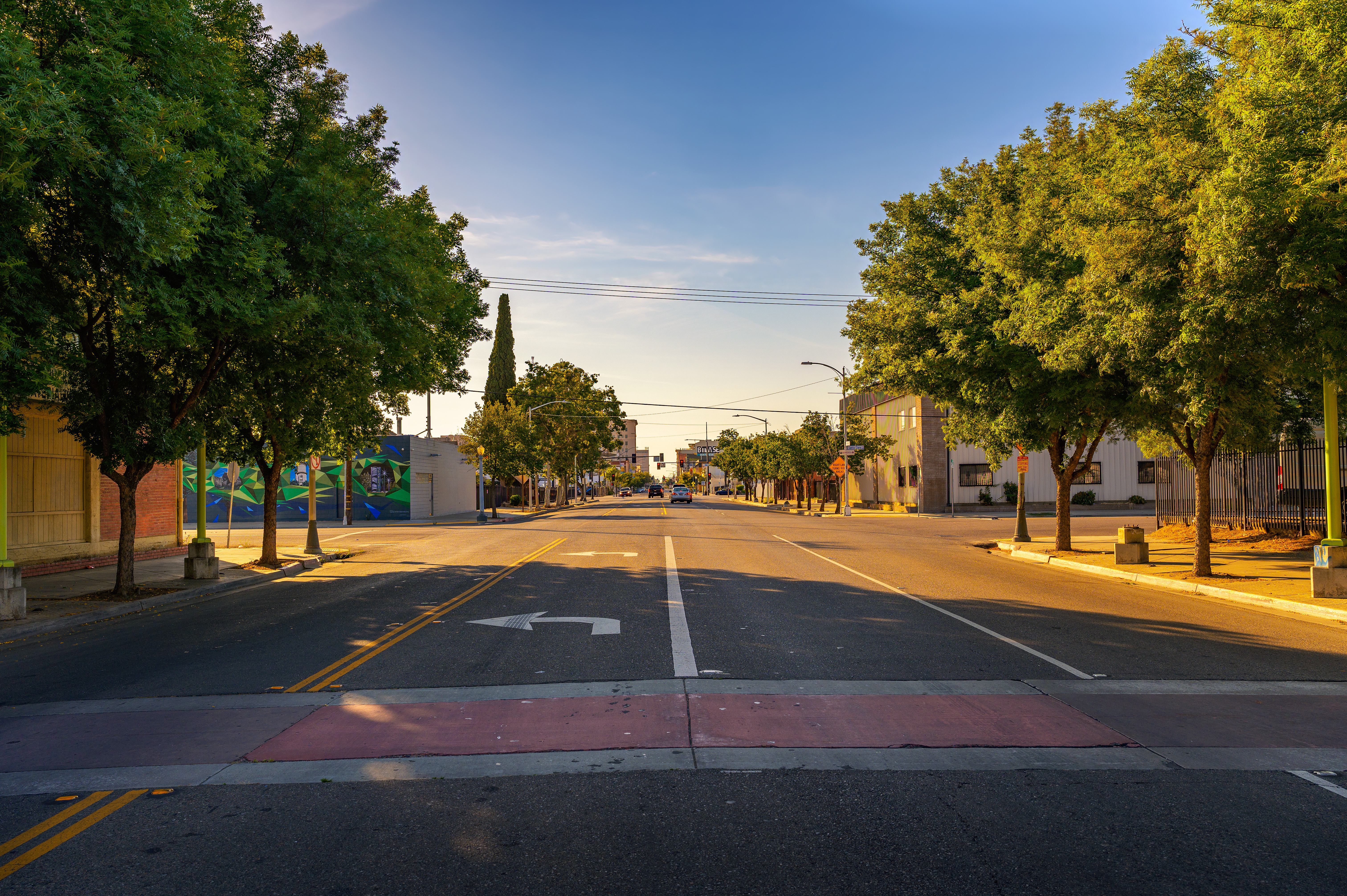 Valley main street at golden hour