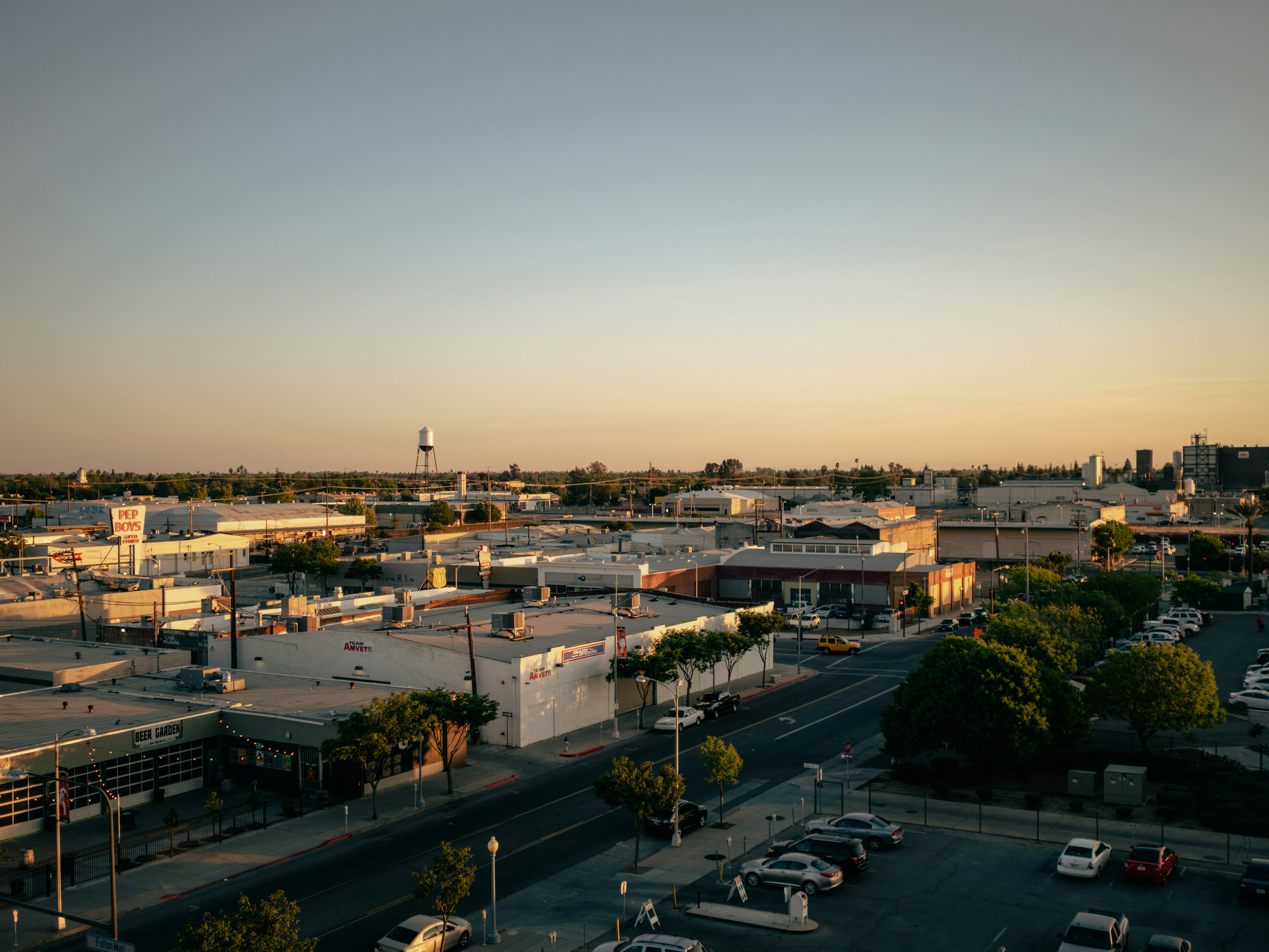 Fresno rooftops at dusk